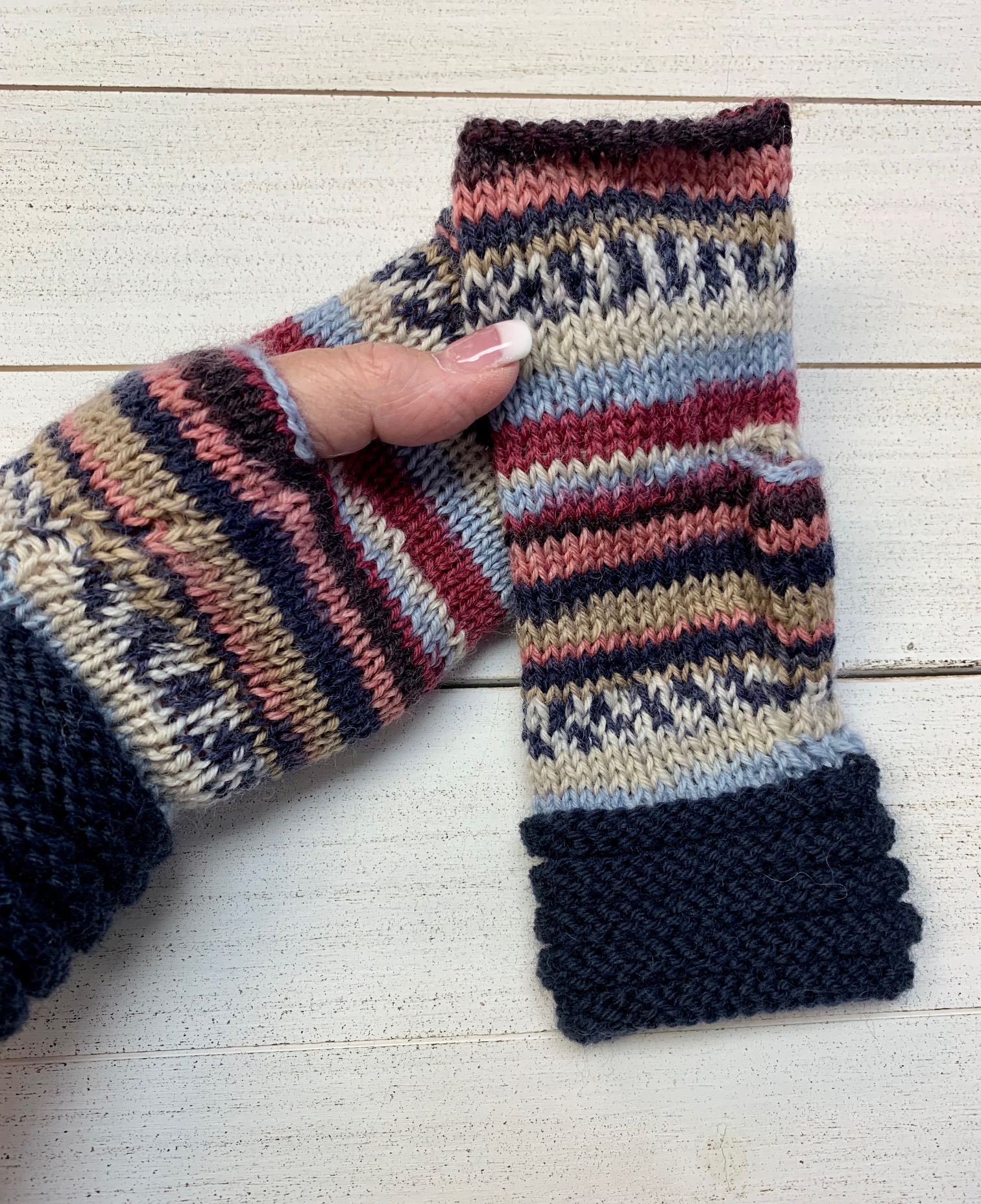 welted fingerless mitts