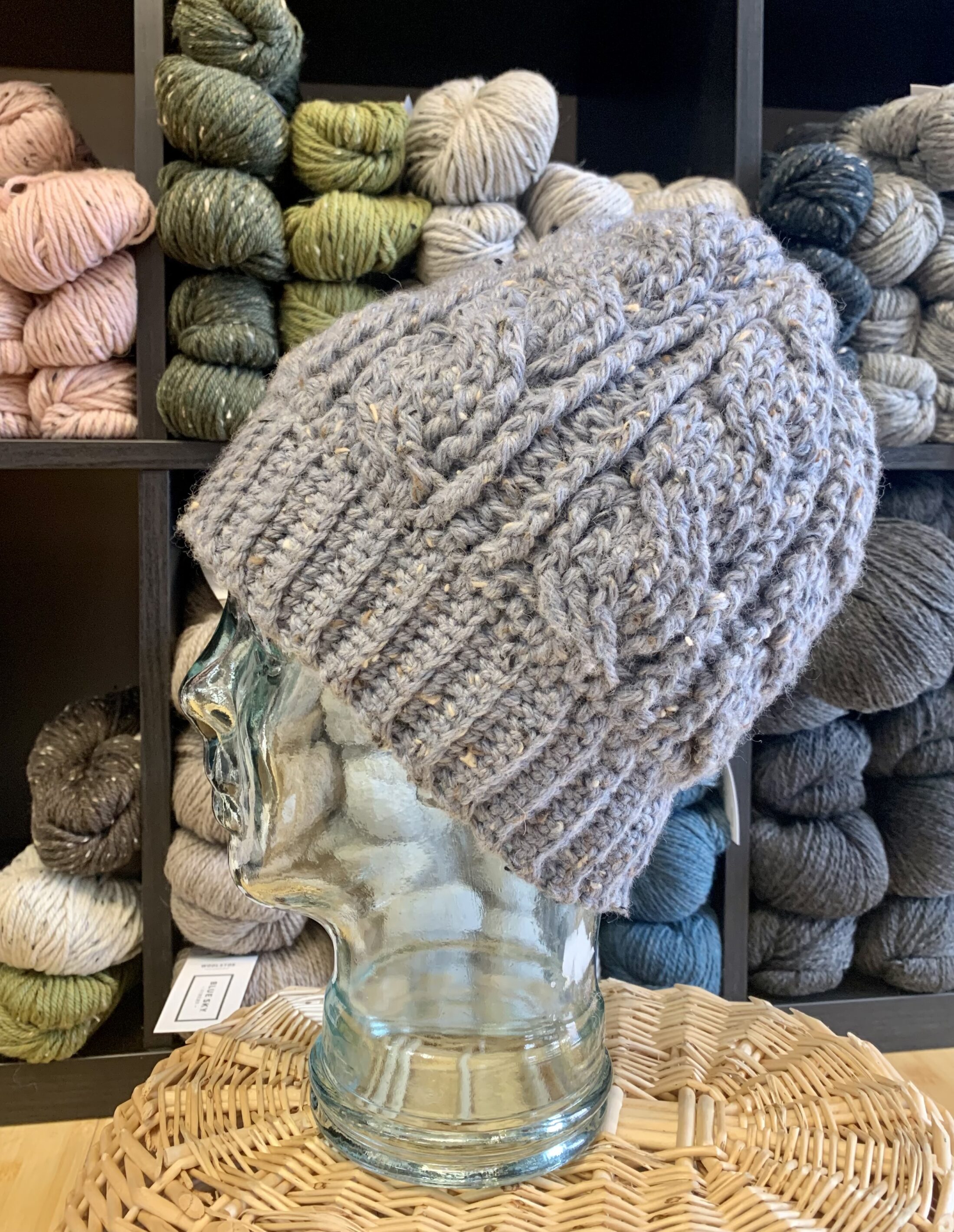 cabled crochet hat